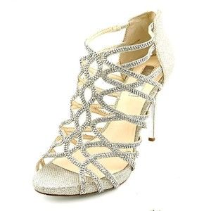 INC International Concepts champagne Gold heel sandal shoes Size 6M
